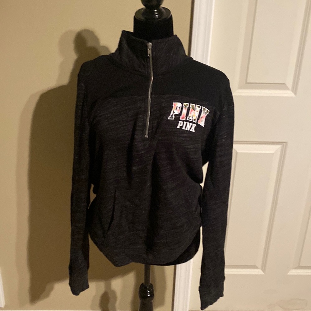 PINK Victoria's Secret Black Half-Zip Sweatshirt